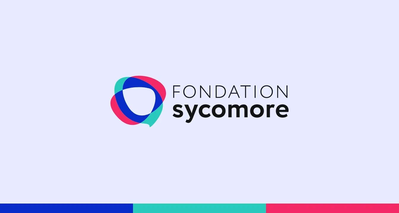 Sycamore Foundation logo with colorful speech bubble symbol and blue, turquoise and pink palette on a light background