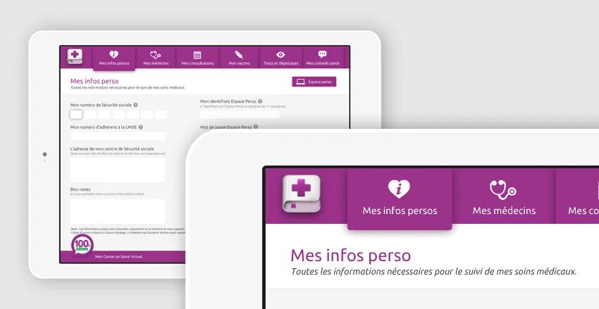Design of the LMDE tablet application - virtual health record student personal information doctors consultations by cubedesigners