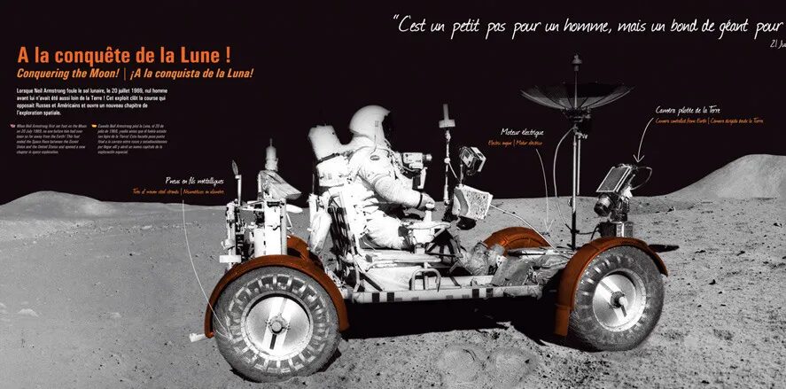 Space City Exhibition Panel Design - Conquest of the Moon Neil Armstrong Apollo Lunar Rover by cubedesigners