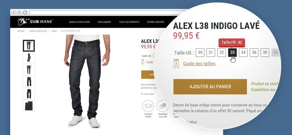 Creation of jeans CUBJeans Alex L38 indigo washed by cubedesigners