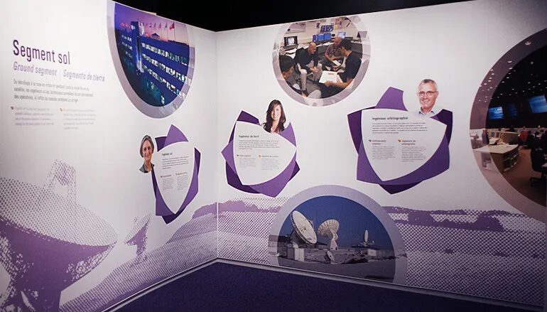 Design scenography exhibition Cité de l'Espace - room ground segment satellite engineers antenna engineers by cubedesigners