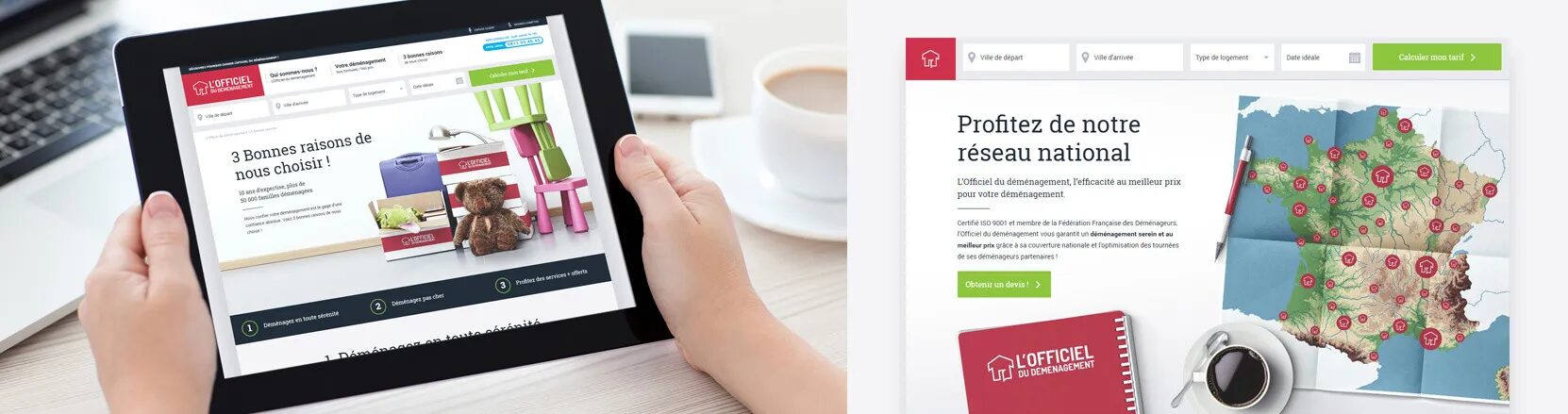 Website creation L'Officiel du Déménagement online moving quote by cubedesigners