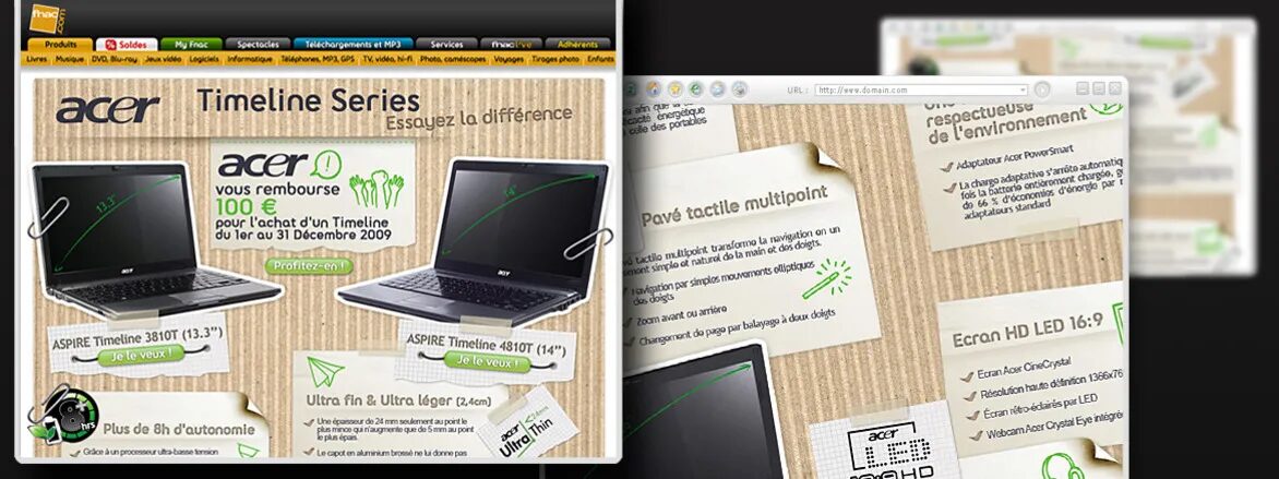 Acer Timeline Series promotional visual for Fnac.