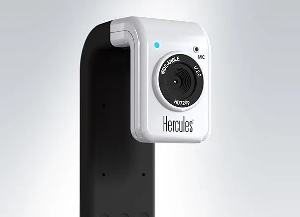 Hercules HD720 white and black webcam.