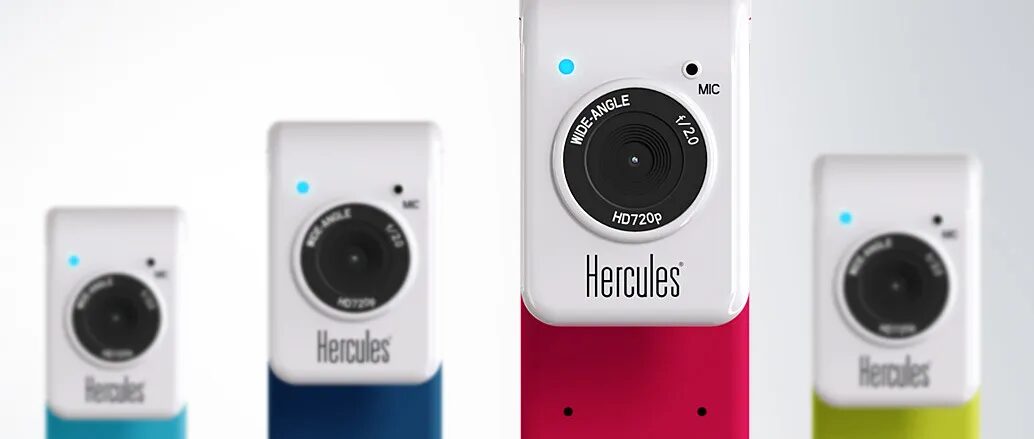 Colorful Hercules HD720 webcams with product close-up.